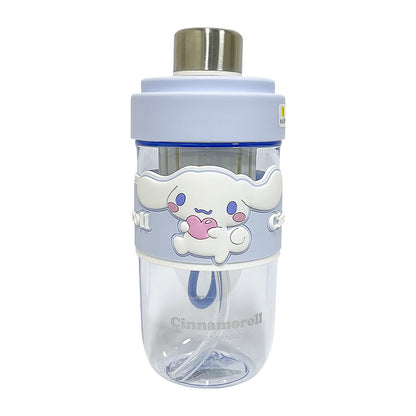 Sanrio Cartoon Plastic Water Cup with Straw – Trendy Fruit Tea Design, Large Capacity Sports Cup