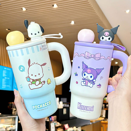 Sanrio Family Gradient Ice Cup – Double-Spout Large Capacity Portable Drinking Cup