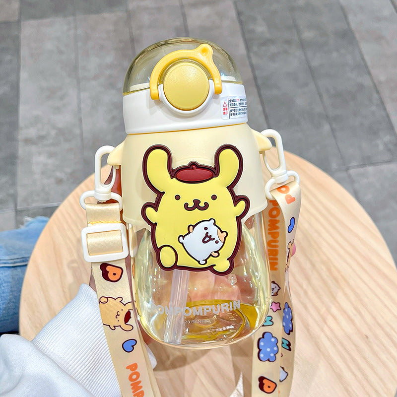 Sanrio Licensed Tritan Plastic Water Cup – Cute Portable Summer Straw Bottle for Students