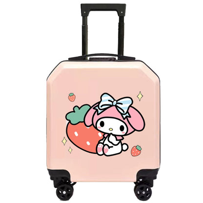 Cartoon Kids Luggage 18 Inch – Student Trolley Suitcase with Spinner Wheels & Combination Lock, Carry-On
