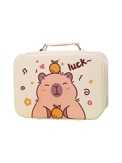 Cartoon Kids Cute Cosmetic Bag Sanrio Travel Portable Large Capacity Mirror Cosmetic Case Cosmetic Storage Box