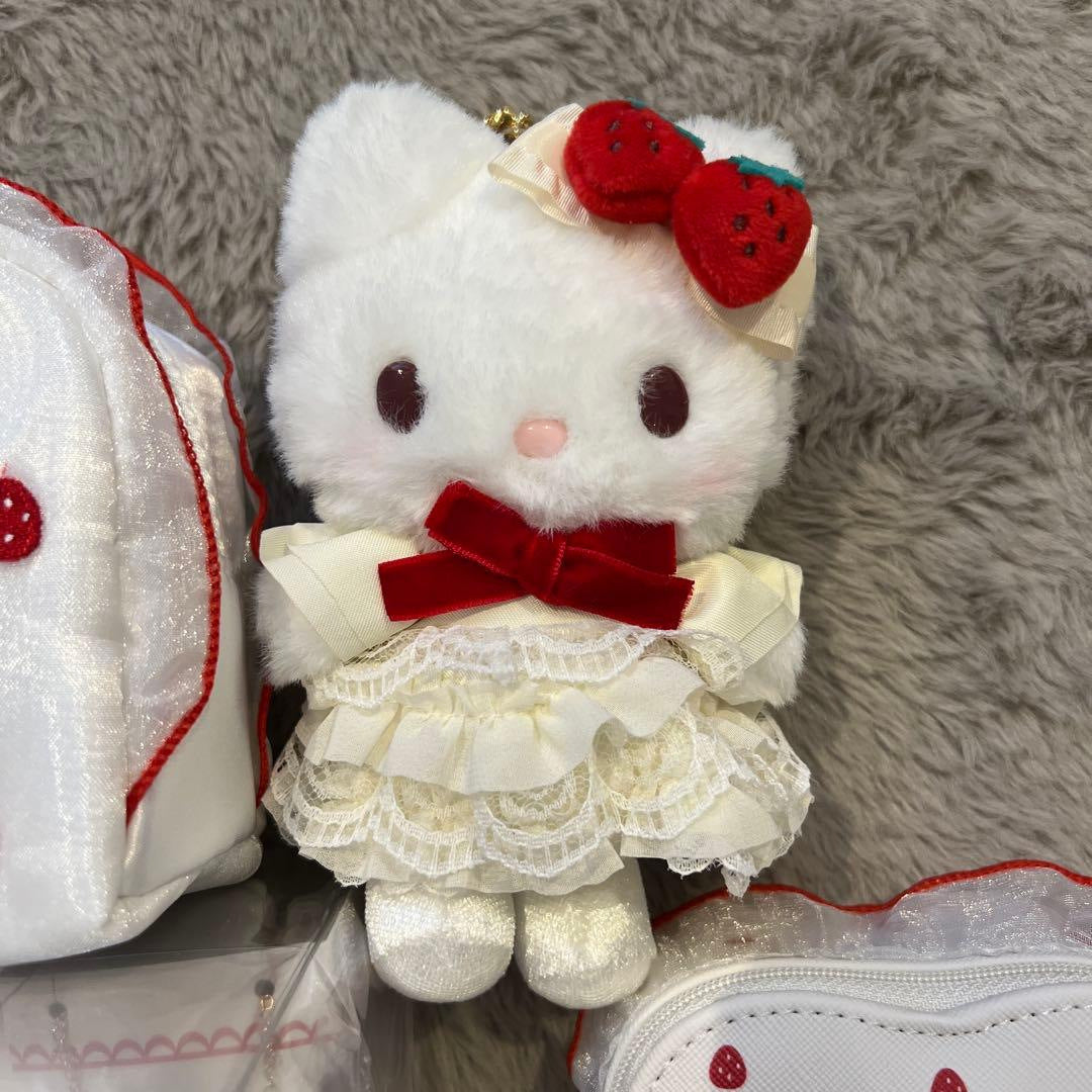 Genuine Japanese Sanrio Hello Kitty Plush Keychain – Strawberry Series Collectible Ornament