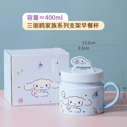 Sanrio Hello Kitty Phone Holder Cup – Cute Cartoon Kuromi Ceramic Mug with Lid & Handle