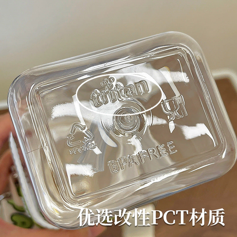 Panda plastic cup high value square straw cup student portable sports water bottle large capacity bullet lid portable cup