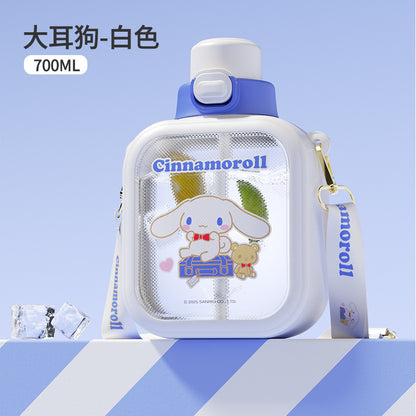 Sanrio Sugar Cube Plastic Cup Girls Cartoon Cute Portable Silicone Straw Large Capacity Kids Water Cup Students