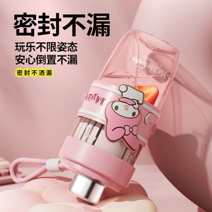 Sanrio Licensed Kids Plastic Cup – Flip Lid Straw with Tea Separator, Student Drinking Cup