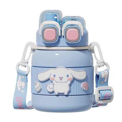 Sanrio Licensed Cartoon Thermos Cup – Portable Double-Drink Sports Kettle for Students