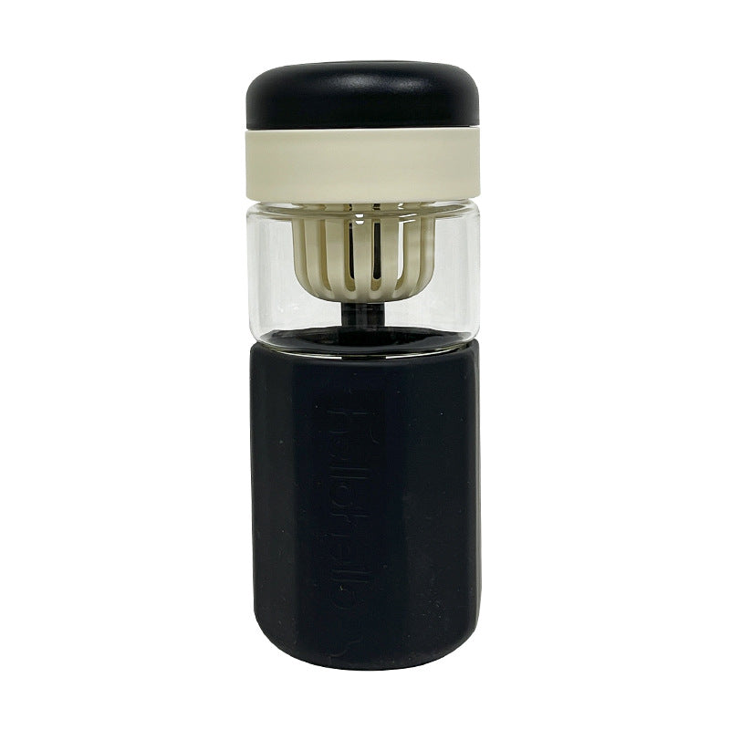Minimalist Tea Glass with Infuser – Large Capacity Portable Office & Car Cup, Direct Drink