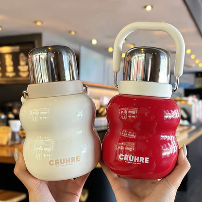 Minimalist Gourd-Shape Handle Cup – Double-Drink Tea Mug with Sturdy Carry Ring, Large Capacity
