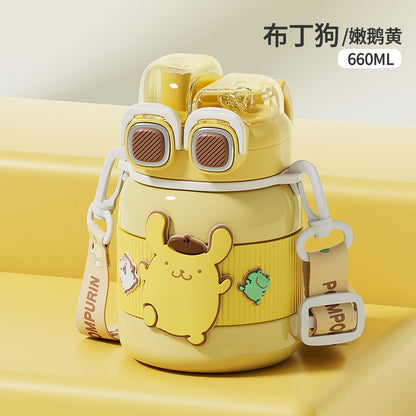 Sanrio Licensed Cartoon Thermos Cup – Portable Double-Drink Sports Kettle for Students