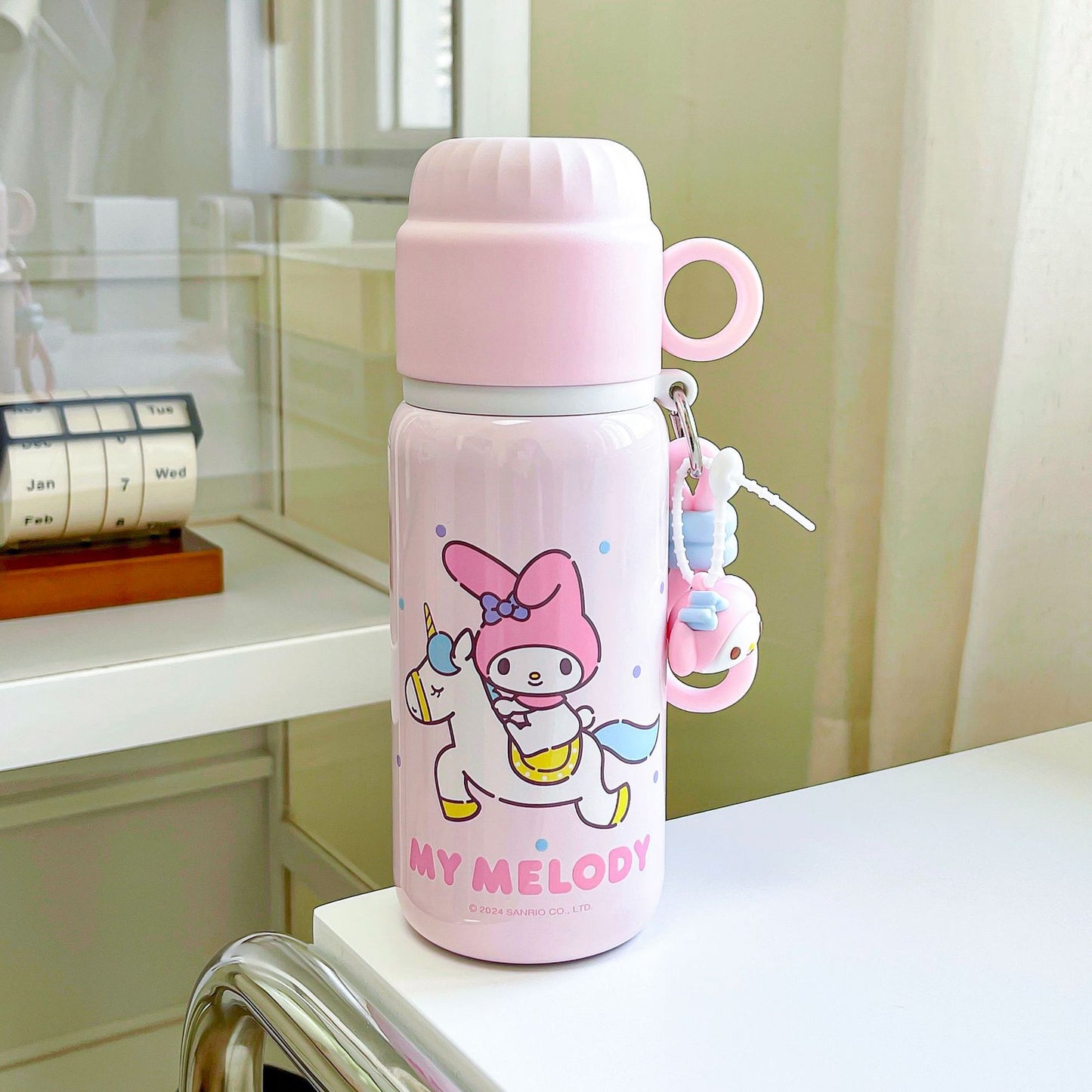 Sanrio Licensed Cartoon Thermos Mug – Large Capacity Double-Drink Cup with Pour Lid