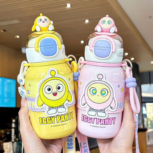 Egg Boy Party Family Series Insulated Cup – Double-Drink Kids Thermos with Lock Design & Carry Ring