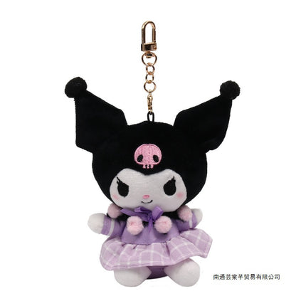 Sanrio Kuromi & My Melody Plush Pendant – Cute Anime Doll Keychain Ornament, KT Character Accessories