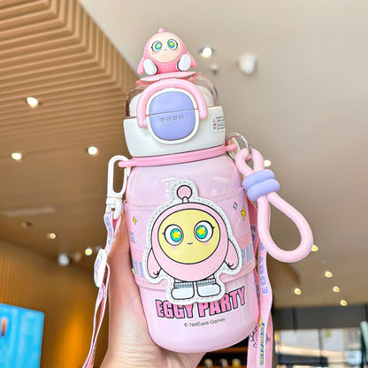Egg Boy Party Family Series Insulated Cup – Double-Drink Kids Thermos with Lock Design & Carry Ring