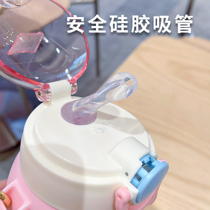 Sanrio Licensed Tritan Plastic Water Cup – Cute Portable Summer Straw Bottle for Students