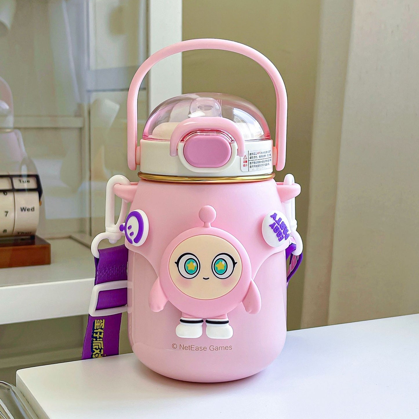 Egg Boy Party Insulated Thermos Mug – Large Capacity Kids Cartoon Straw Water Cup