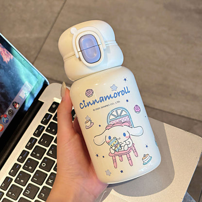 Sanrio Family Cartoon Thermos Cup – Double-Drink Lock Design with Reinforced Carry Ring