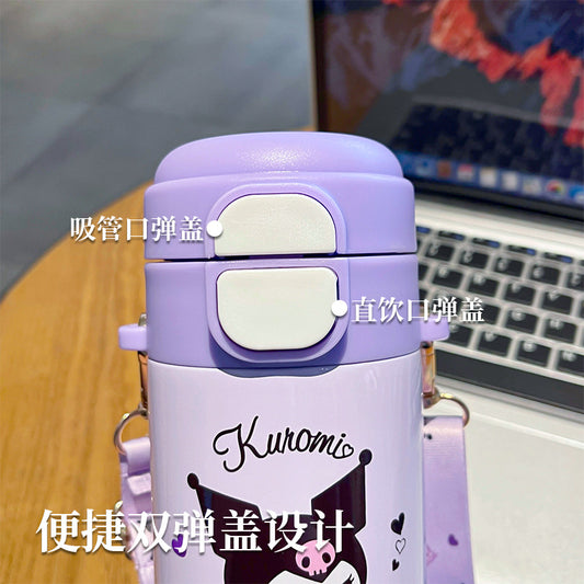 Insulated 316 Stainless Steel Cup – Double-Drink Lock Portable Straw Sports Cup