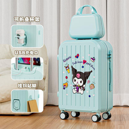 Sanrio Kuromi & Cinnamoroll Girls Trolley Suitcase – Large Capacity Carry-On Luggage for Kids