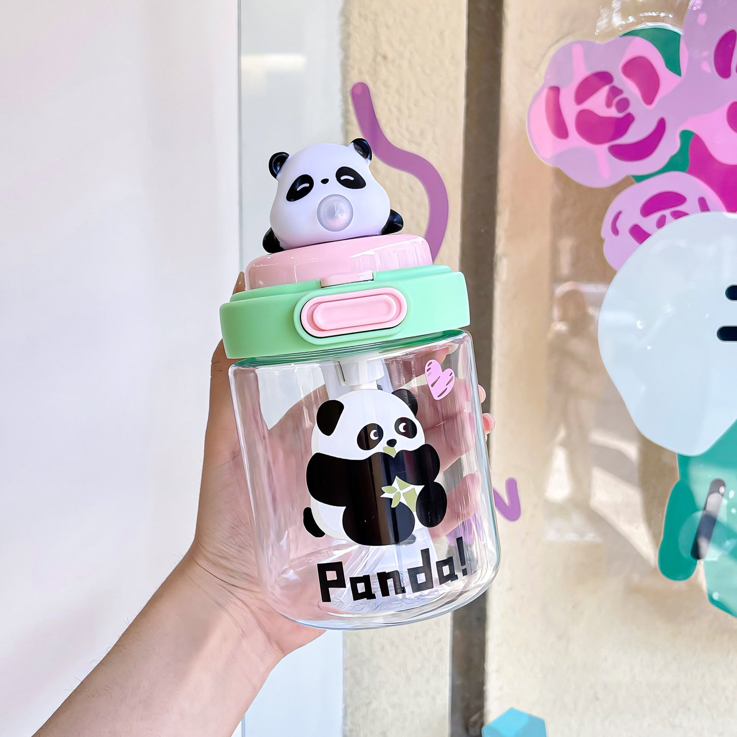 Cute Cartoon Animal Bubble Cup – Silicone Spout Kids Water Cup with Cup Cord, Portable