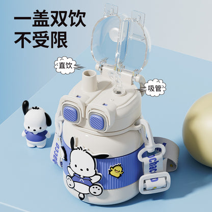 Sanrio Licensed Cartoon Thermos Cup – Portable Double-Drink Sports Kettle for Students
