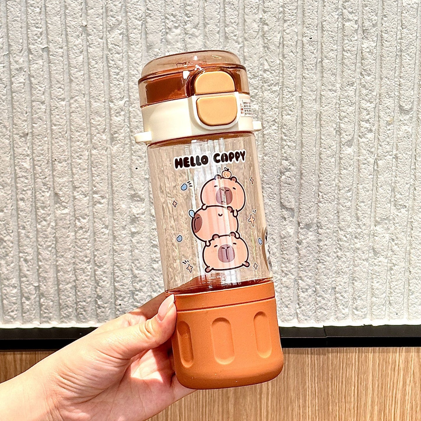 Capybara Double-Drink Plastic Cup – Pop Lid Kids Cartoon Straw Cup, Portable Girls Water Bottle