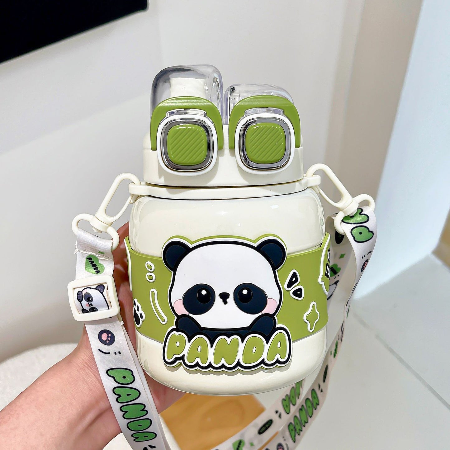 High-value children's insulated water cup, cute large-capacity student sports water bottle, convenient to carry around, double drinking cup