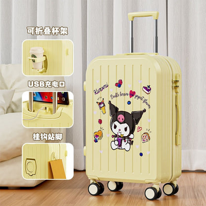 Sanrio Kuromi & Cinnamoroll Girls Trolley Suitcase – Large Capacity Carry-On Luggage for Kids