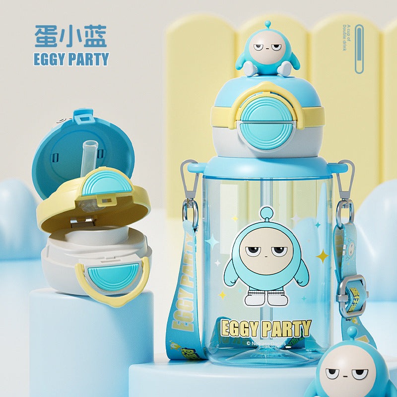Egg Boy Party Pop Lid Plastic Cup – Independent Doll Design with Adjustable Rope, Double-Drink