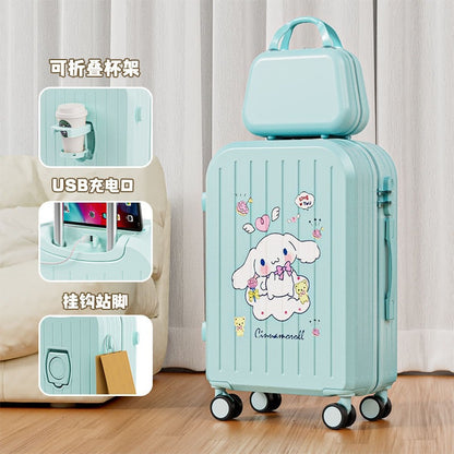 Sanrio Kuromi & Cinnamoroll Girls Trolley Suitcase – Large Capacity Carry-On Luggage for Kids