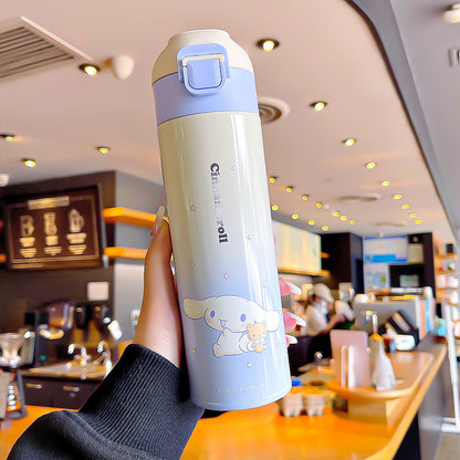 Kuromi gradient color convenient handle thermos cup convenient to carry silk screen design cup double drinking cup