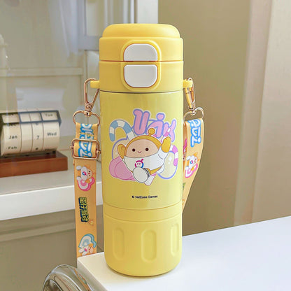 Egg Boy Party Dual-Purpose Thermos Cup – Straw Cup with Adjustable Strap, Portable