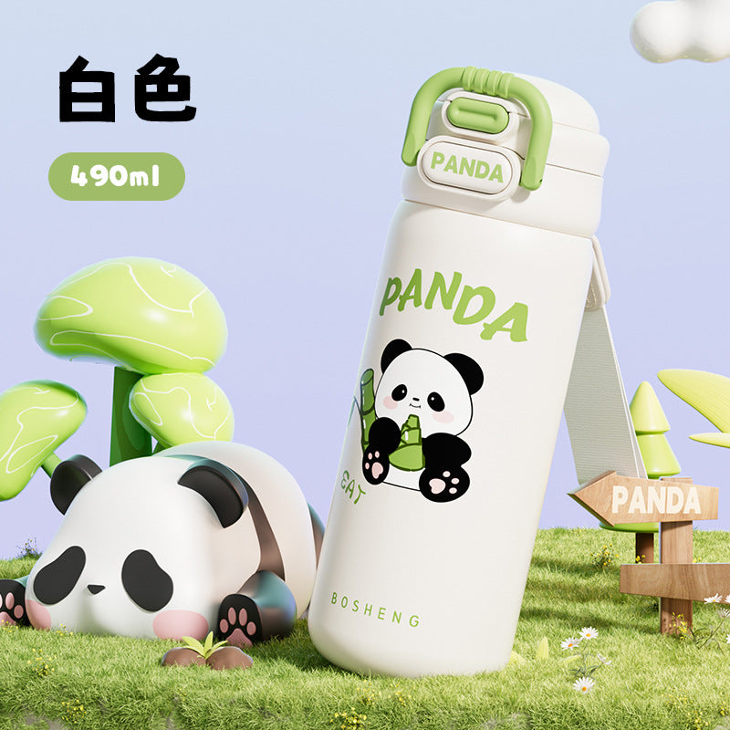 2025 New Panda Children's Thermos Mug 316 Stainless Steel Girls' High-Value Water Cup Double Drinking Cup Students