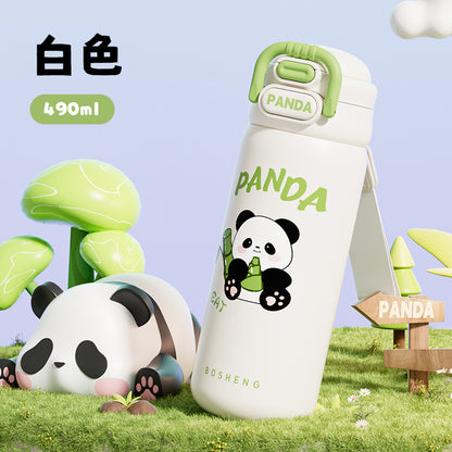 2025 New Panda Children's Thermos Mug 316 Stainless Steel Girls' High-Value Water Cup Double Drinking Cup Students