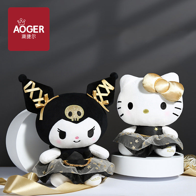 Sanrio genuine black gold Kulomi doll plush toy new black gold kt wedding doll doll wholesale