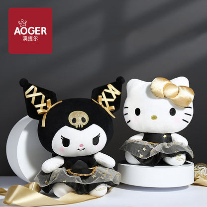 Sanrio genuine black gold Kulomi doll plush toy new black gold kt wedding doll doll wholesale