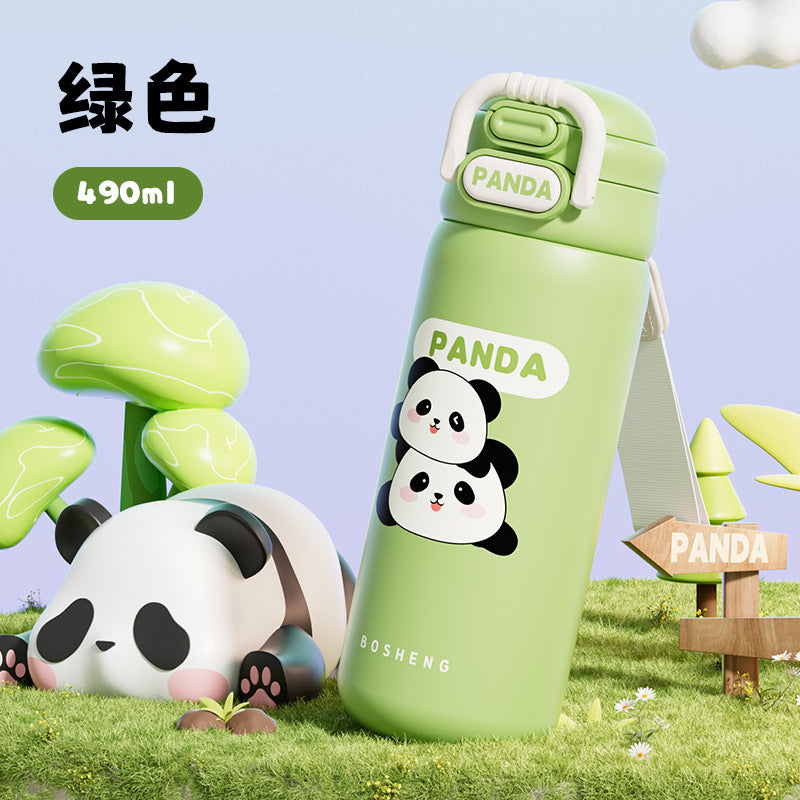 2025 New Panda Children's Thermos Mug 316 Stainless Steel Girls' High-Value Water Cup Double Drinking Cup Students