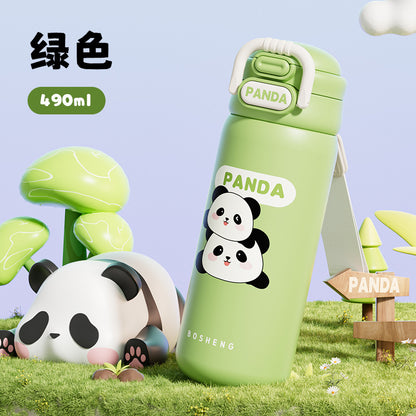 2025 New Panda Children's Thermos Mug 316 Stainless Steel Girls' High-Value Water Cup Double Drinking Cup Students