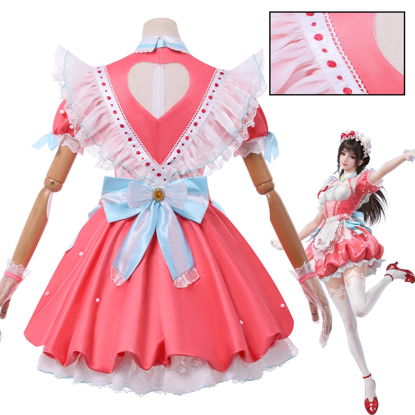 Naraka: Bladepoint x Sanrio Hello Kitty Hu Tao Cosplay Costume - Complete Set with Wig, Outfit & Accessories |  Game Character Costume