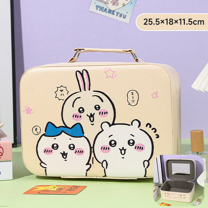Cartoon Kids Cute Cosmetic Bag Sanrio Travel Portable Large Capacity Mirror Cosmetic Case Cosmetic Storage Box