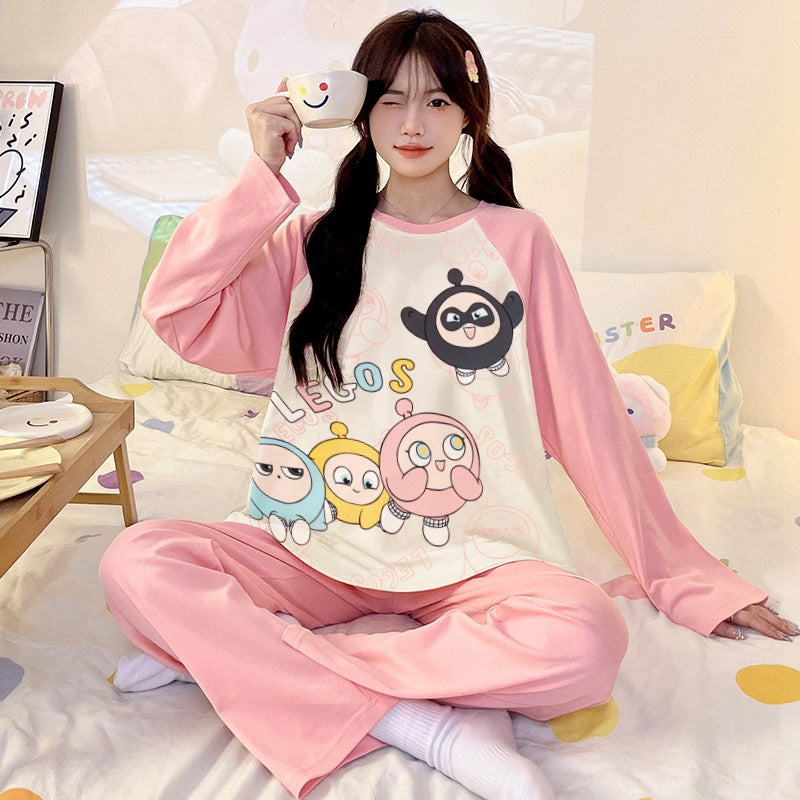 Kuromi Inspired Pure Cotton Long Sleeve Lounge Set for Men and Women Cartoon Spring Autumn Basewear