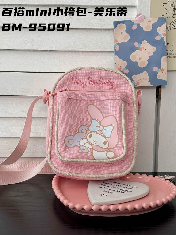 Sanrio Licensed Mini Crossbody Bag – Cute Cartoon Coin Purse & Phone Bag, Portable Korean Style Satchel