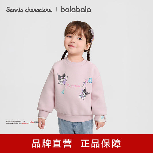 Kuromi Inspired Girls Faux Two-Piece Sweatshirt – Soft Cotton Blend Pullover for Autumn Winter