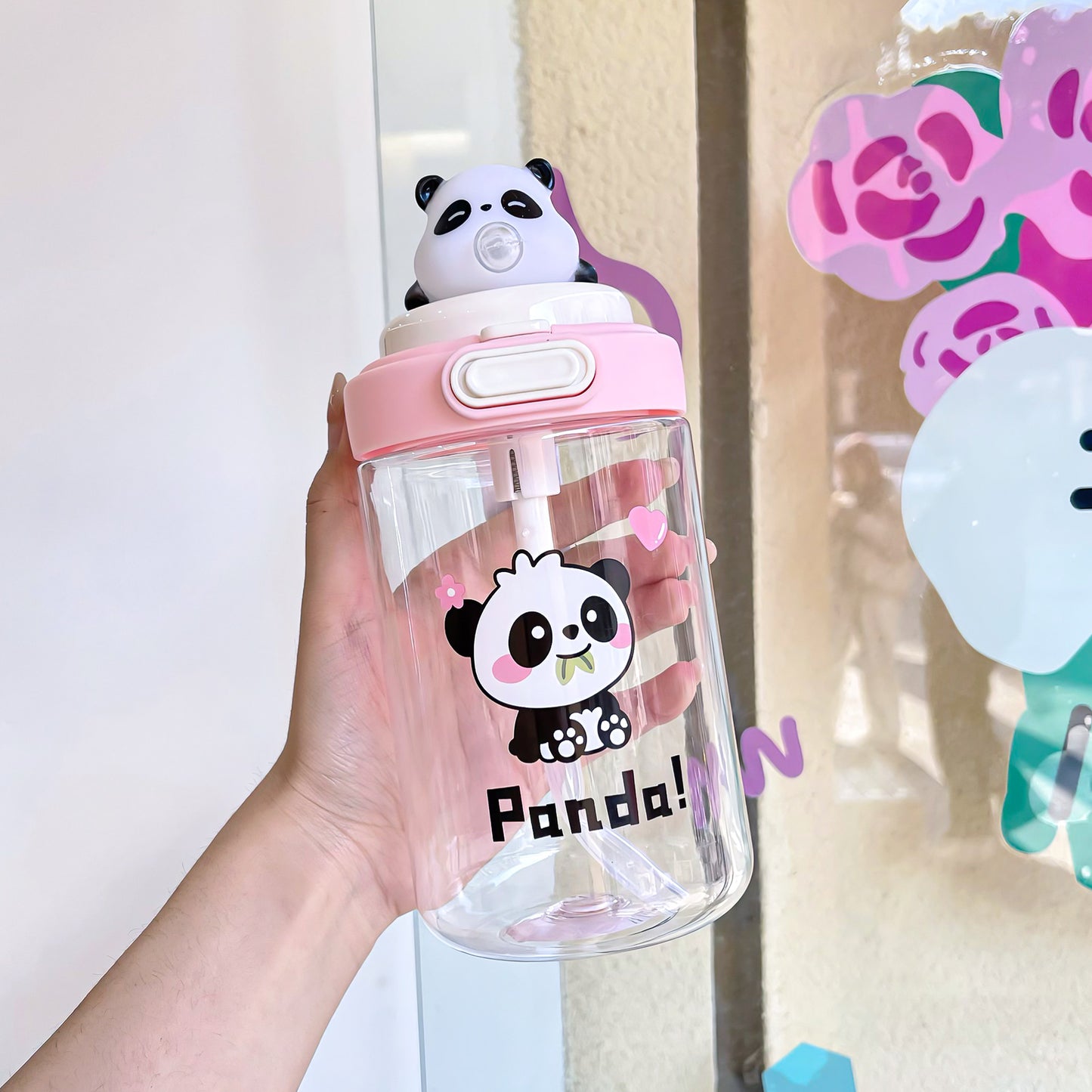 Cute Cartoon Animal Bubble Cup – Silicone Spout Kids Water Cup with Cup Cord, Portable