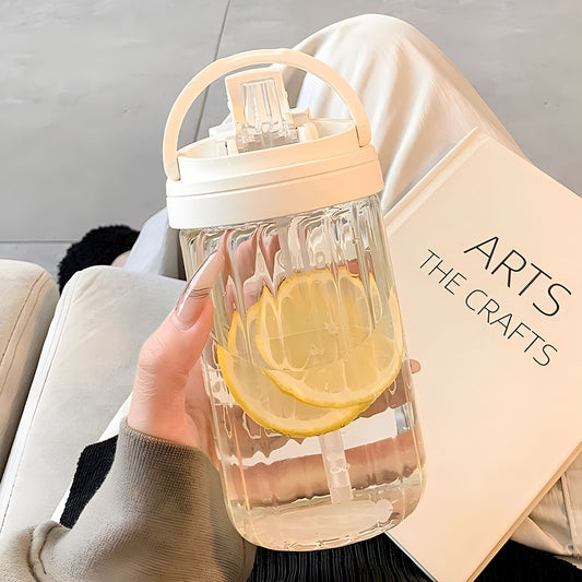 Cartoon student water cup girl summer Internet celebrity straw glass convenient office double drinking cup straw cup