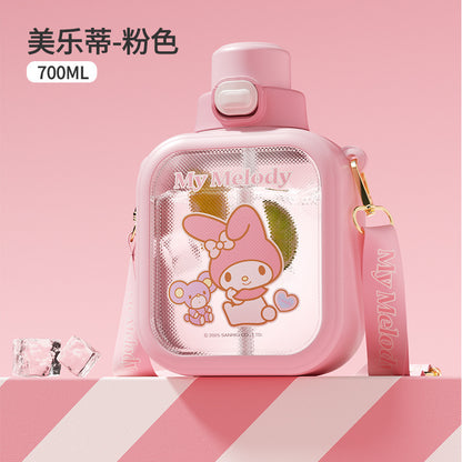 Sanrio Girls Tritan Straw Cup – Large Capacity Cute Cartoon Kids Handy Water Cup