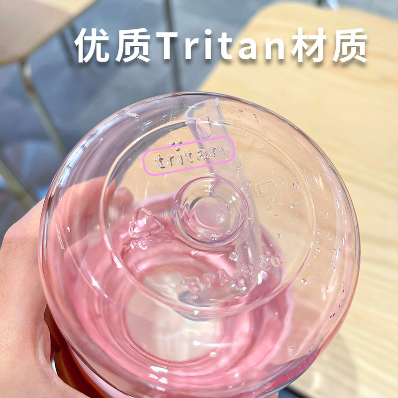 Sanrio Licensed Tritan Plastic Water Cup – Cute Portable Summer Straw Bottle for Students