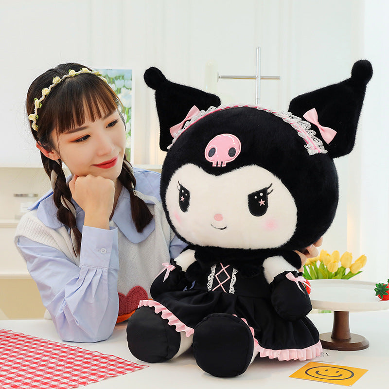 Dark Uniform Style Plush Doll Pillow – Soft Short Plush Character Toy for Display and Cuddling