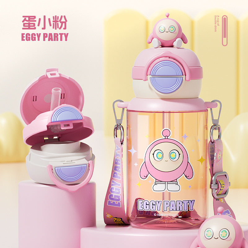 Egg Boy Party Pop Lid Plastic Cup – Independent Doll Design with Adjustable Rope, Double-Drink