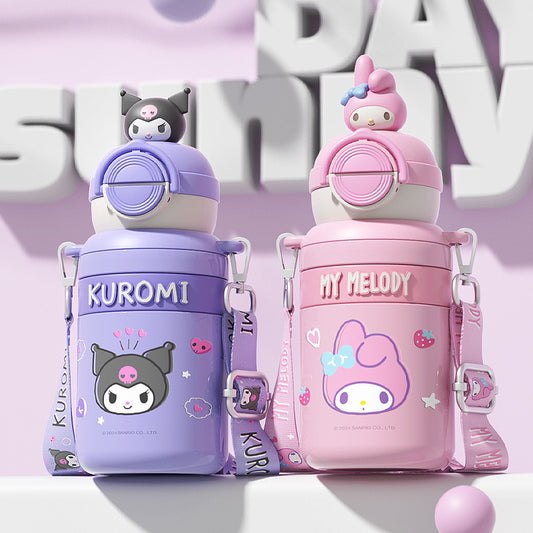 Sanrio Kids Stainless Steel Thermos Mug – Large Capacity Crossbody Girls Student Cup